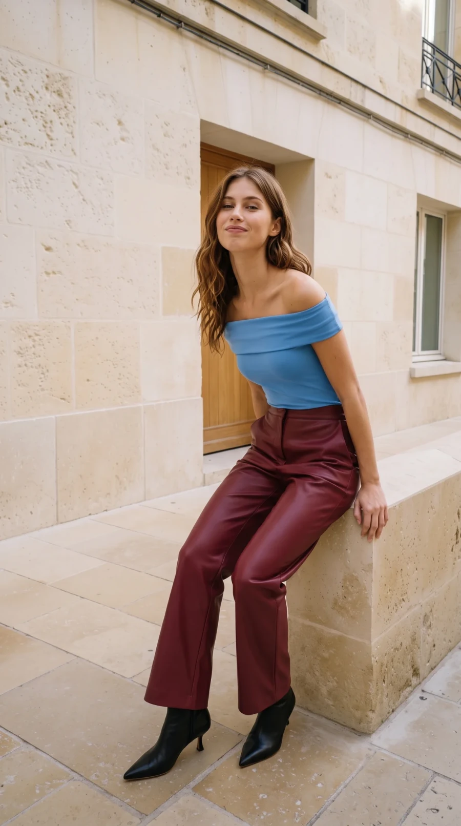 Sky Blue & Burgundy Leather - Image 8