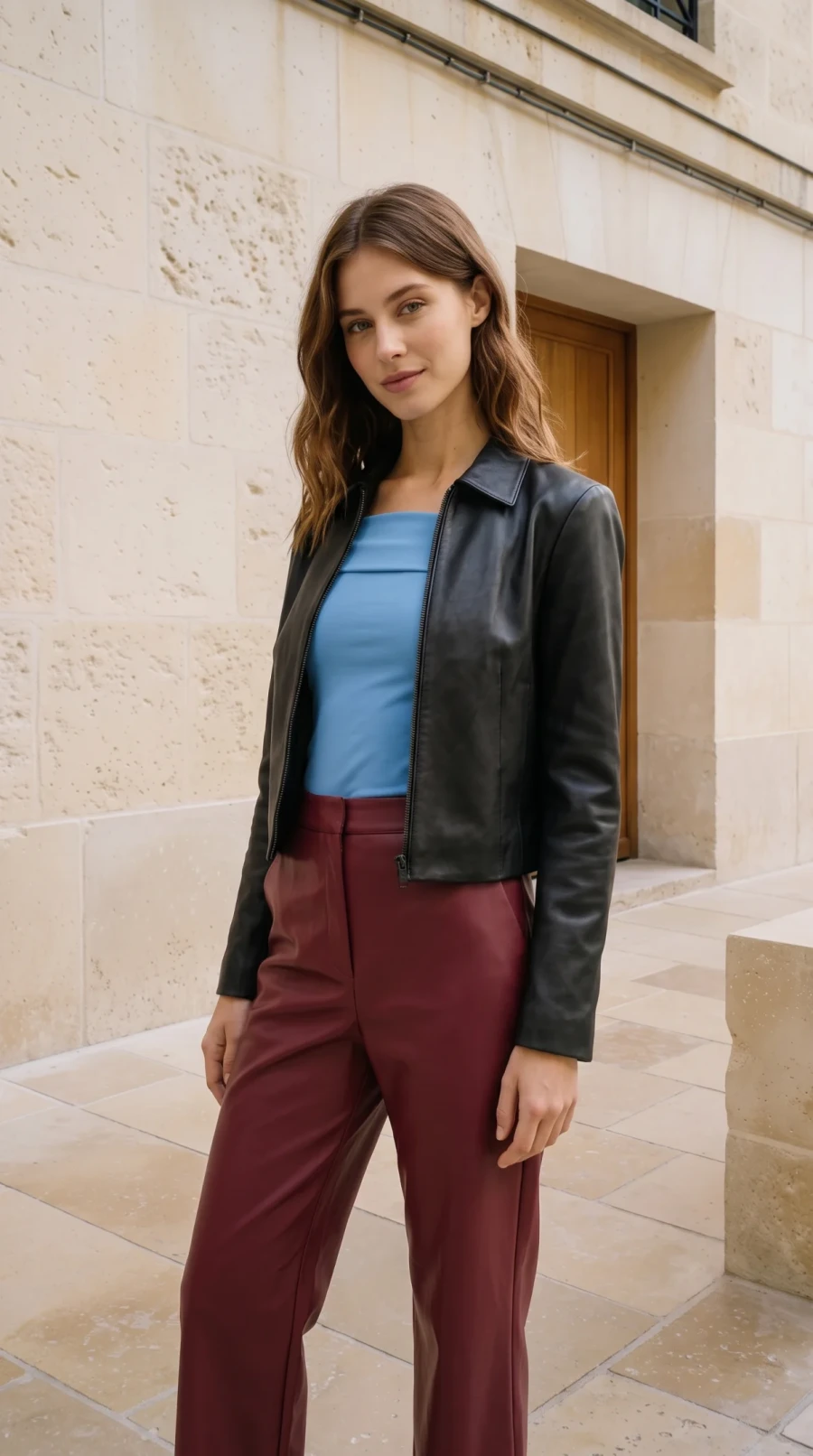 Sky Blue & Burgundy Leather - Image 16