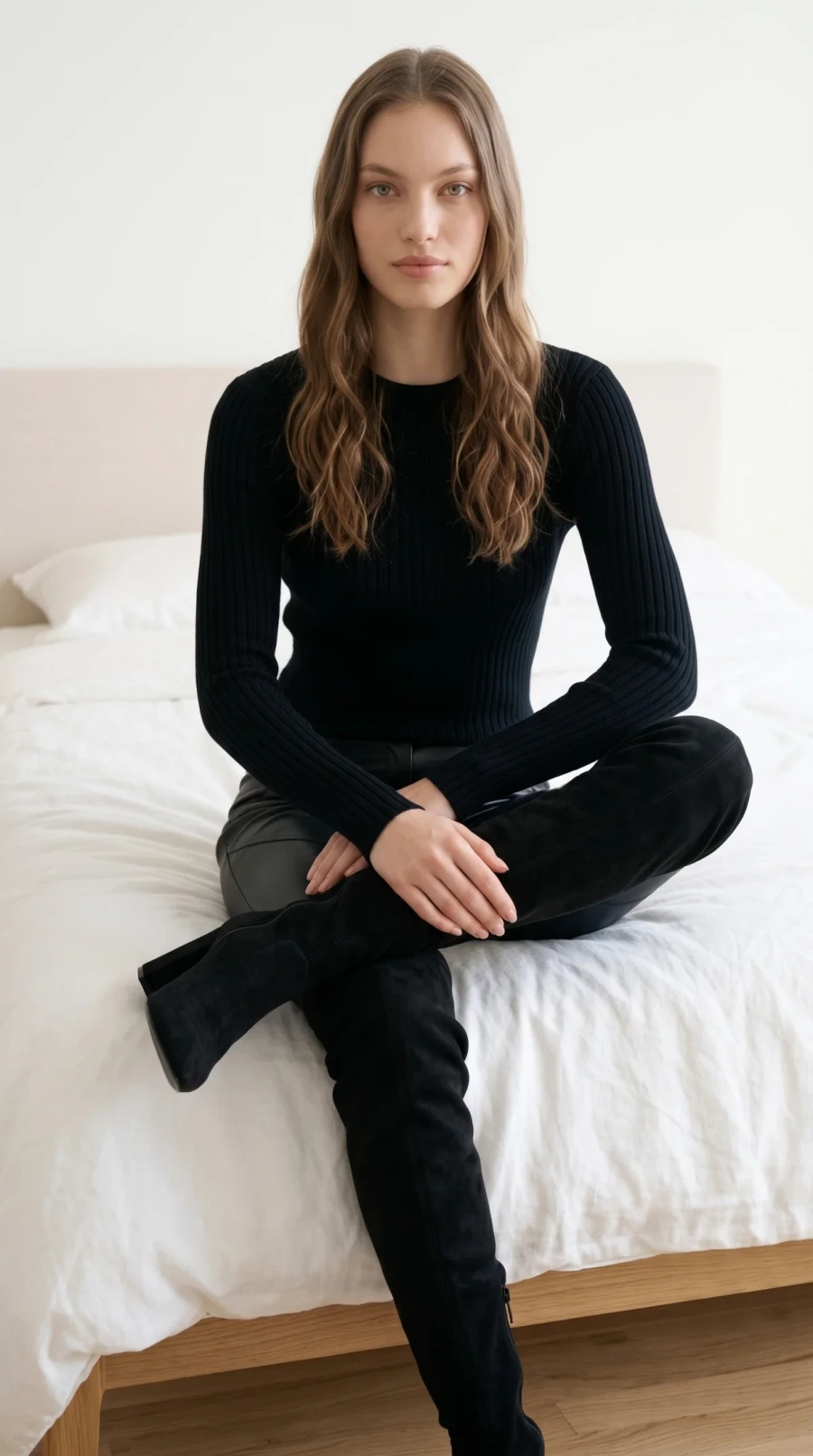 Black Leather Pants & Overknee Boots - Image 8